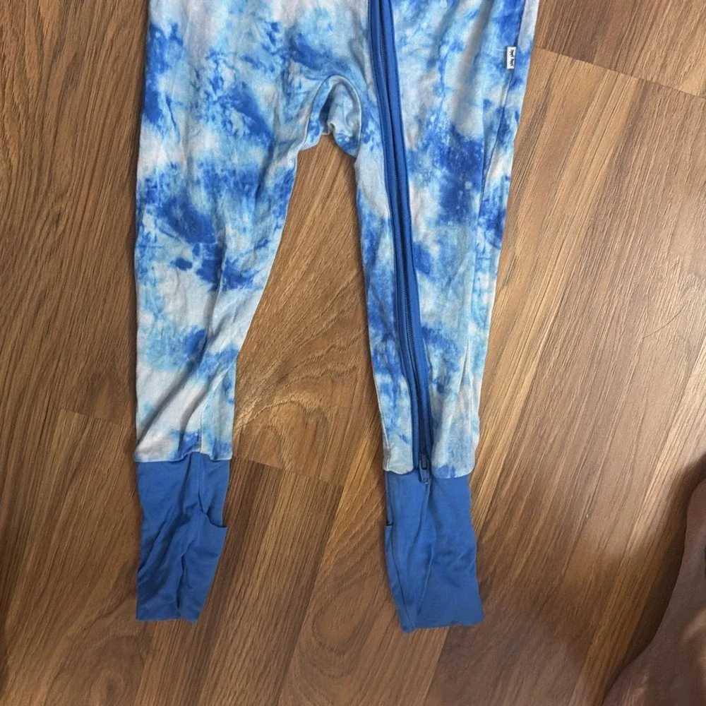 Little Sleepies Baby Boys Tie Dye Blue Footie Sleeper Pajamas  18-24 Months VGC